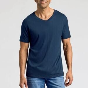 True Classic V Neck T-Shirt Short Sleeve Navy Blue